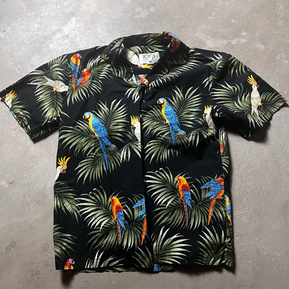 Men's Black Tropical Parrot Shirt